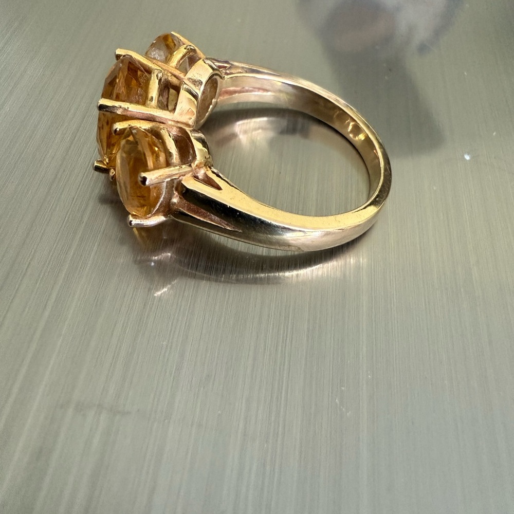 14K Gold Citrine  Solitaire Ring